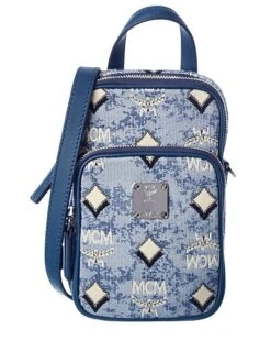 MCM Vintage Jacquard Monogram Canvas & Leather Crossbody Women
