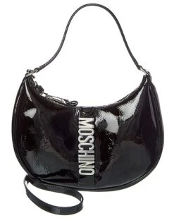 MOSCHINO Logo Lettering Patent Hobo Bag Women