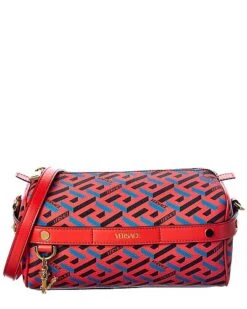 Versace Greca Coated Canvas & Leather Shoulder Bag Women