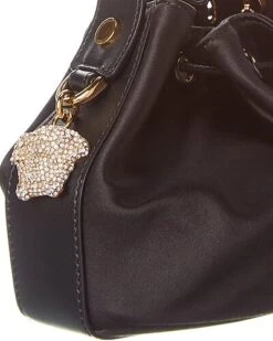 Versace La Medusa Charm Mini Satin & Leather Bucket Bag Women -Luxe Shoulder Bags Sales Store 1111323916 RLLD 3
