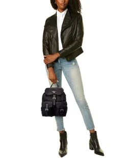 Prada Vela Nylon & Saffiano Leather Small Two-Pocket Backpack Women -Luxe Shoulder Bags Sales Store 1111336755 RLLD 4