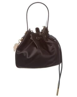 Versace La Medusa Charm Mini Satin & Leather Bucket Bag Women