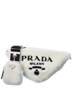 Prada Logo Shearling Crossbody Women