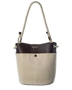 Chloé Key Medium Linen & Leather Bucket Bag Women