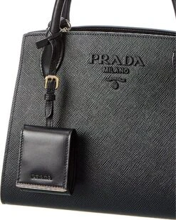 Prada Monochrome Small Saffiano Leather Tote Women -Luxe Shoulder Bags Sales Store 1111453552 RLLD 3