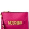 MOSCHINO Logo Leather Clutch Women