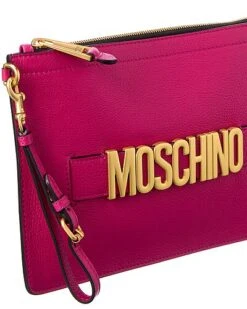 MOSCHINO Logo Leather Clutch Women -Luxe Shoulder Bags Sales Store 1111455824 RLLD 3