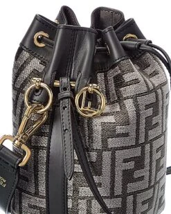 FENDI Mon Tresor Mini FF Tapestry & Leather Bucket Bag Women -Luxe Shoulder Bags Sales Store 1111475171 RLLD 3