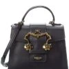 MOSCHINO Baroque Buckle Leather Satchel Women