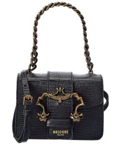 MOSCHINO Door Knocker Mini Embossed Leather Crossbody Women