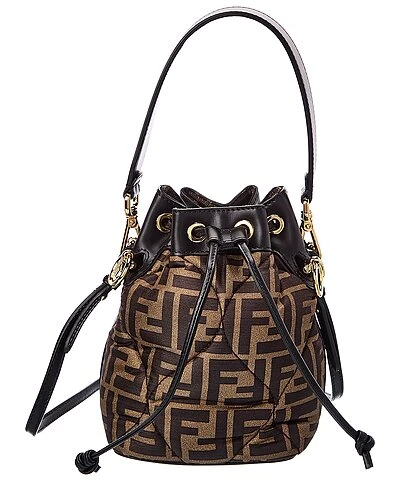 FENDI Mon Tresor Mini FF & Leather Bucket Bag Women 1 FENDI Mon Tresor Mini FF & Leather Bucket Bag Women