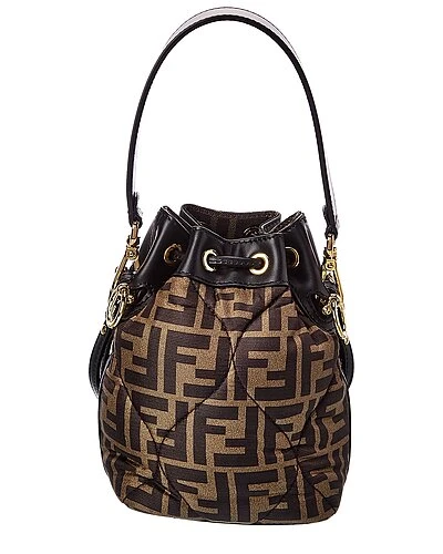 FENDI Mon Tresor Mini FF & Leather Bucket Bag Women 2 FENDI Mon Tresor Mini FF & Leather Bucket Bag Women - Image 2