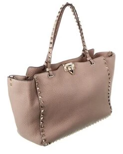 Valentino Rockstud Medium Grainy Leather Tote Women -Luxe Shoulder Bags Sales Store 1111556933 RLLD 3