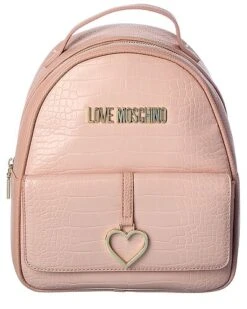 LOVE MOSCHINO Heart Croc-Embossed Backpack Women