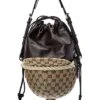 Gucci Equestrian Themed Small GG Canvas & Leather Shoulder Bag Women