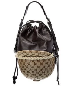 Gucci Equestrian Themed Small GG Canvas & Leather Shoulder Bag Women