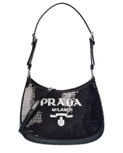 Prada Cleo Sequined Satin Shoulder Bag Women