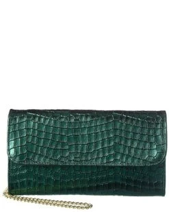 Lucie Croc-Embossed Leather Clutch Women