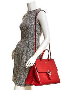 By Mario Valentino Olimpia Croc-Embossed Leather Satchel Women -Luxe Shoulder Bags Sales Store 1160488507 RLLD 3