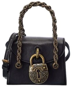 MOSCHINO M Logo Leather Shoulder Bag Women