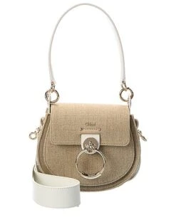 Chloé Tess Small Linen & Leather Shoulder Bag Women