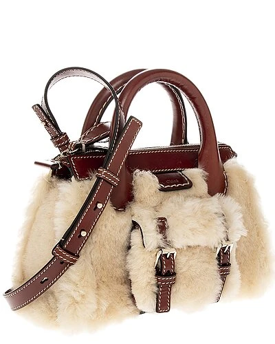 Chloé Edith Mini Bag Shearling & Leather Crossbody Women 3 Chloé Edith Mini Bag Shearling & Leather Crossbody Women - Image 3