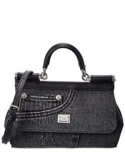 Dolce & Gabbana Sicily Small Patchwork Denim Shoulder Bag Women