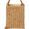 Valentino VLogo Straw & Leather Shoulder Bag Women