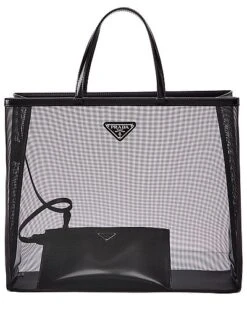 Prada Mesh & Leather Tote Women