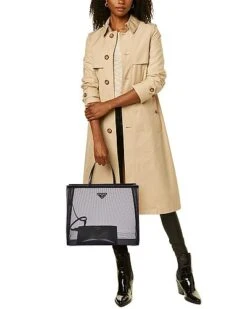 Prada Mesh & Leather Tote Women -Luxe Shoulder Bags Sales Store 1161250868 RLLD 4