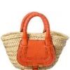 Chloé Marcie Mini Raffia & Leather Tote Women