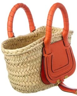 Chloé Marcie Mini Raffia & Leather Tote Women -Luxe Shoulder Bags Sales Store 1161320004 RLLD 3