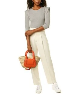 Chloé Marcie Mini Raffia & Leather Tote Women -Luxe Shoulder Bags Sales Store 1161320004 RLLD 4
