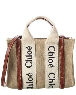 Chloé Woody Mini Canvas & Leather Tote Women