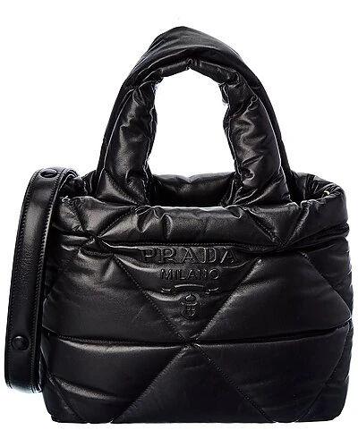 Prada Logo Padded Leather Tote Women 1 Prada Logo Padded Leather Tote Women
