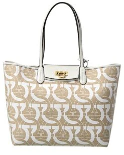 Salvatore Ferragamo Gancini Canvas & Leather Tote Women