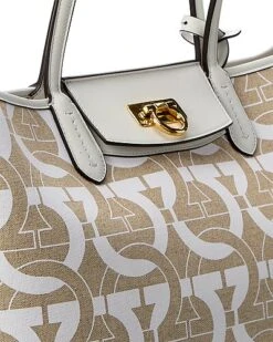 Salvatore Ferragamo Gancini Canvas & Leather Tote Women -Luxe Shoulder Bags Sales Store 1161445845 RLLD 3