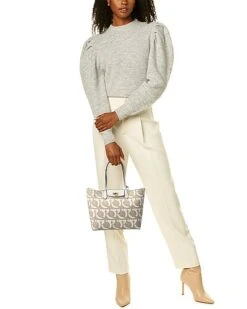 Salvatore Ferragamo Gancini Canvas & Leather Tote Women -Luxe Shoulder Bags Sales Store 1161445845 RLLD 4