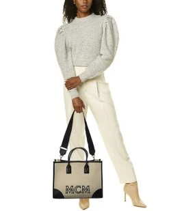 MCM Munchen Large Canvas & Leather Tote Women -Luxe Shoulder Bags Sales Store 1161452374 RLLD 4