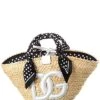 Dolce & Gabbana Kendra Straw & Leather Tote Women