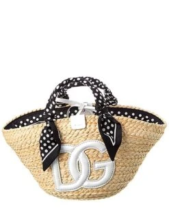 Dolce & Gabbana Kendra Straw & Leather Tote Women