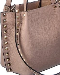 Valentino Rockstud Grainy Leather Tote Women -Luxe Shoulder Bags Sales Store 1161492622 RLLD 3
