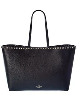 Valentino Rockstud Large Grainy Leather Shopper Tote Women