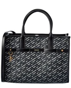 Versace La Greca Signature Coated Canvas & Leather Tote Women