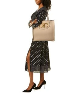 Salvatore Ferragamo Maxi Gancio Leather Tote Women -Luxe Shoulder Bags Sales Store 1161549614 RLLD 4